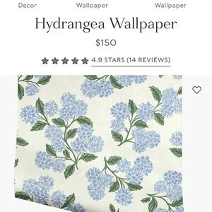 White & Blue Hydrangea Rifle Paper Wallpaper